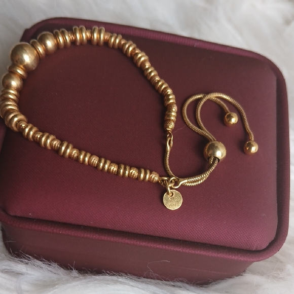 Elegant 925 Gold Bracelet with Graduated Beads - Picture 4 of 6